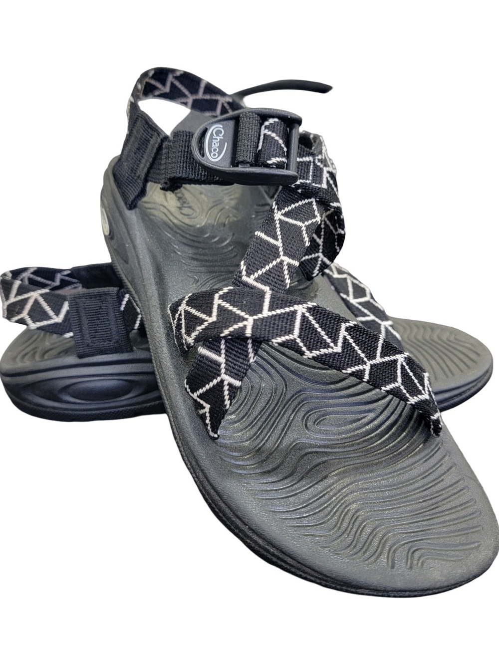 Chaco Z/Volv Sandals Penrose Black White Geo Sport Sandal Gorpcore Women's Sz 7